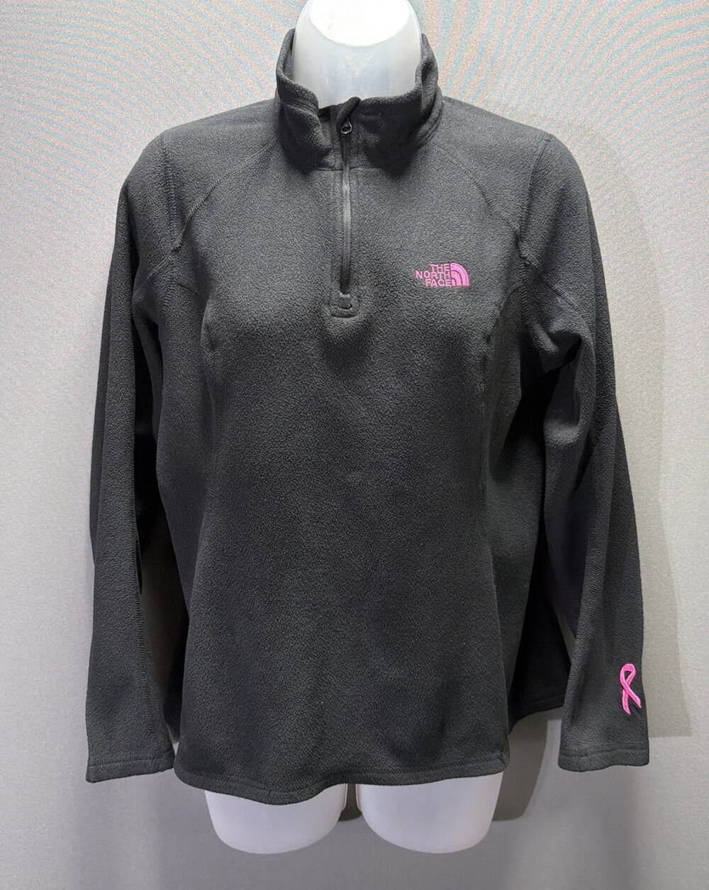 The North Face Womens Fleece 1/4 Zip Jacket S/P Black Polartec Breast Cancer